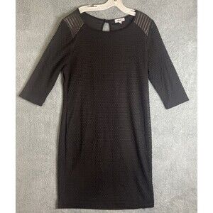 Monif C Dress Womens 1X Black Sheath‎ Half Sleeve Knee Length Cocktail Career